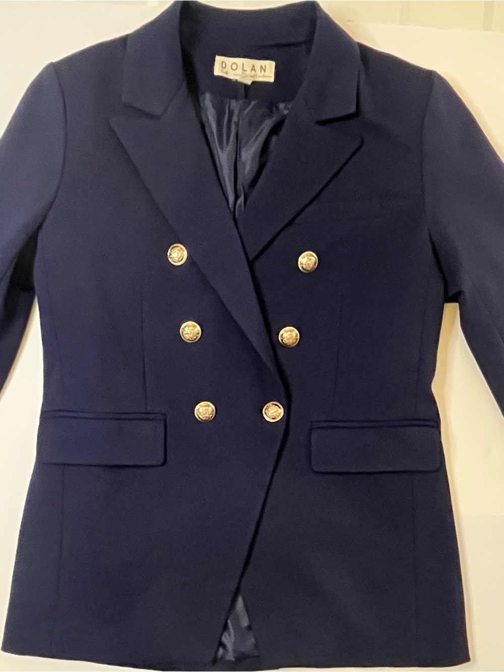 Anthropologie Dolan Navy Ponte Military Blazer Gold Buttons S - Picture 5 of 16
